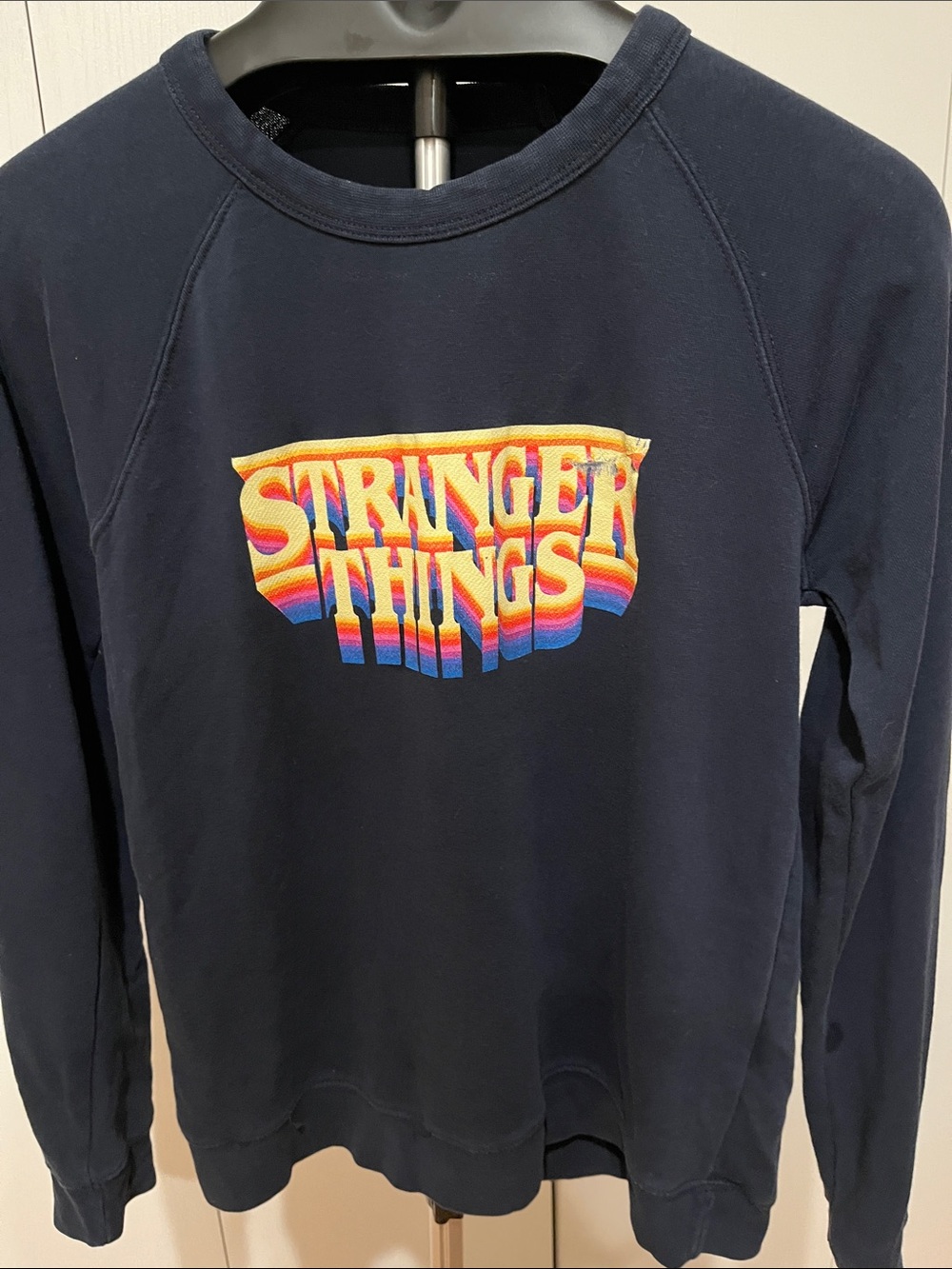 Stranger Things Navy/Gray Graphic Crewneck Sweatshirt
